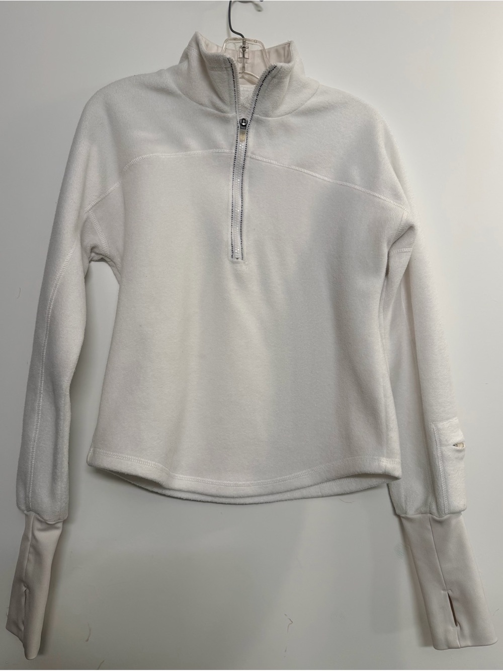 Free People Fp white/ivory fleece quarter zip pullover